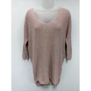 Express Marled Shimmer Pink Chunky Knit Dolman Sleeve Sweater Tunic Size XS